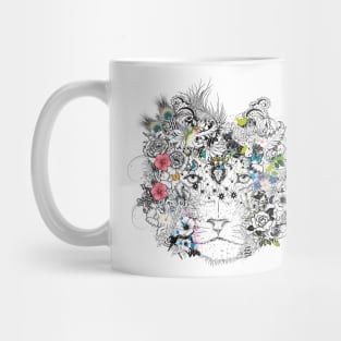 extraordinarily decorated lion mane with flowers Mug